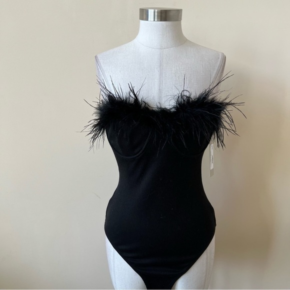 New! Lizard Thicket feather trim bodysuit 17210 - Picture 1 of 11
